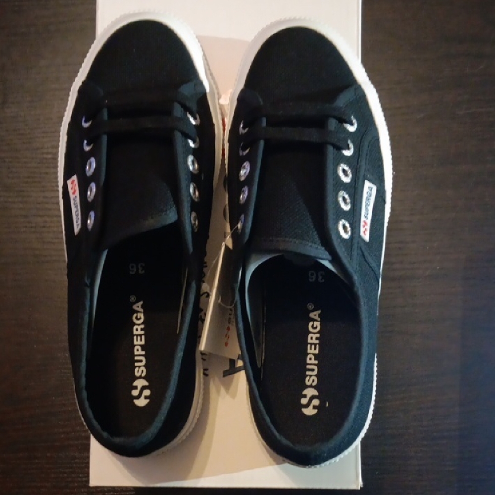 Superga 2750 Cotu Sneakers - Black and White Boys 4.5Y Girls 6 NWT BOX - Picture 6 of 8